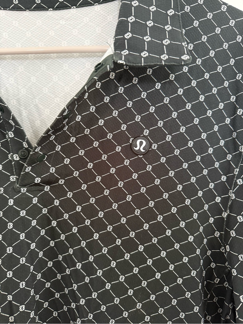 Lululemon Men’s Golf Polo — Black Monogram Print